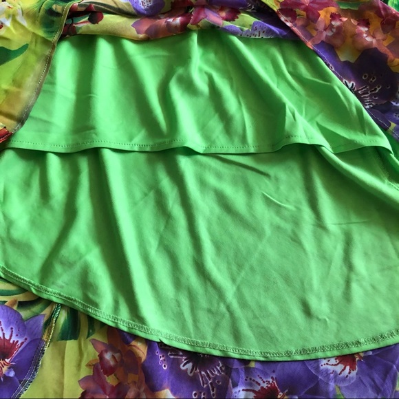 Cache Green Floral One Shoulder Gown Dress size 0 - Picture 5 of 14